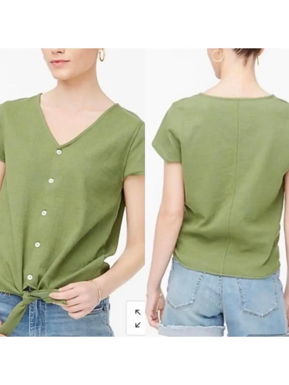 J.Crew Green Tie Front Top Size Medium